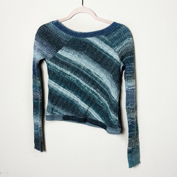 Free People Blue Green Boatneck Sweater Wool blend XS - Picture 2 of 9